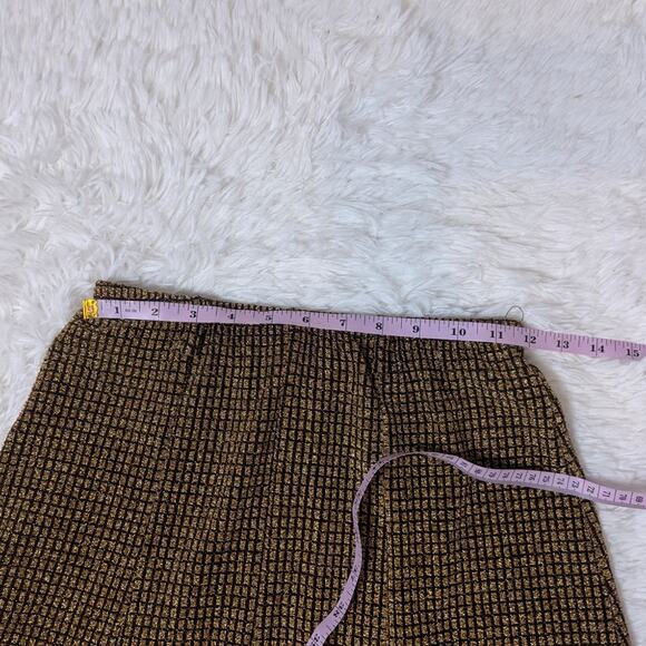 Y2K Vintage Espresso Metallic A Line Skirt Gold and Black Size Small - Picture 7 of 10